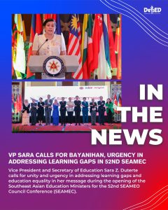 VP Sara calls for bayanihan, urgency in addressing learning gaps in 52nd SEAMEC