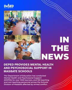 DepEd provides Mental Health and Psychosocial Support in Masbate schools