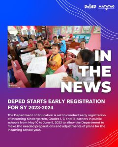 DepEd starts early registration for SY 2023-2024