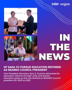 VP Sara to pursue education reforms as SEAMEO Council President