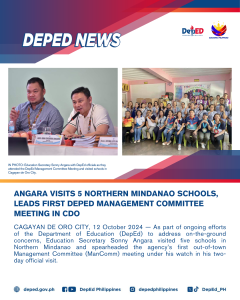 Angara visits 5 Northern Mindanao schools, leads first DepEd Management Committee Meeting in CDO