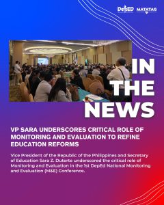 VP Sara underscores critical role of monitoring and evaluation to refine education reforms