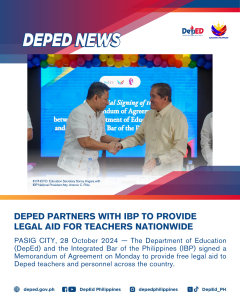 DepEd partners with IBP to provide legal aid for teachers nationwide