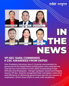 VP-Sec Sara commends 6 CSC awardees from DepEd