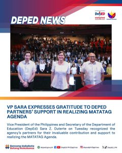 VP Sara expresses gratitude to DepEd partners’ support in realizing MATATAG Agenda