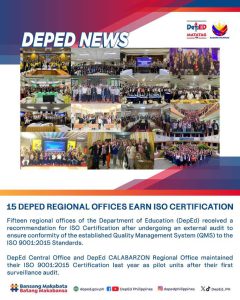 READ |15 DepEd Regional Offices earn ISO Certification